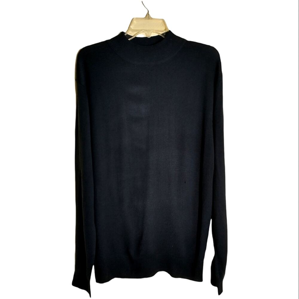 Bagazio Mock Neck Sweater Men's Size M Navy Blue Long Sleeve Knit Pullover